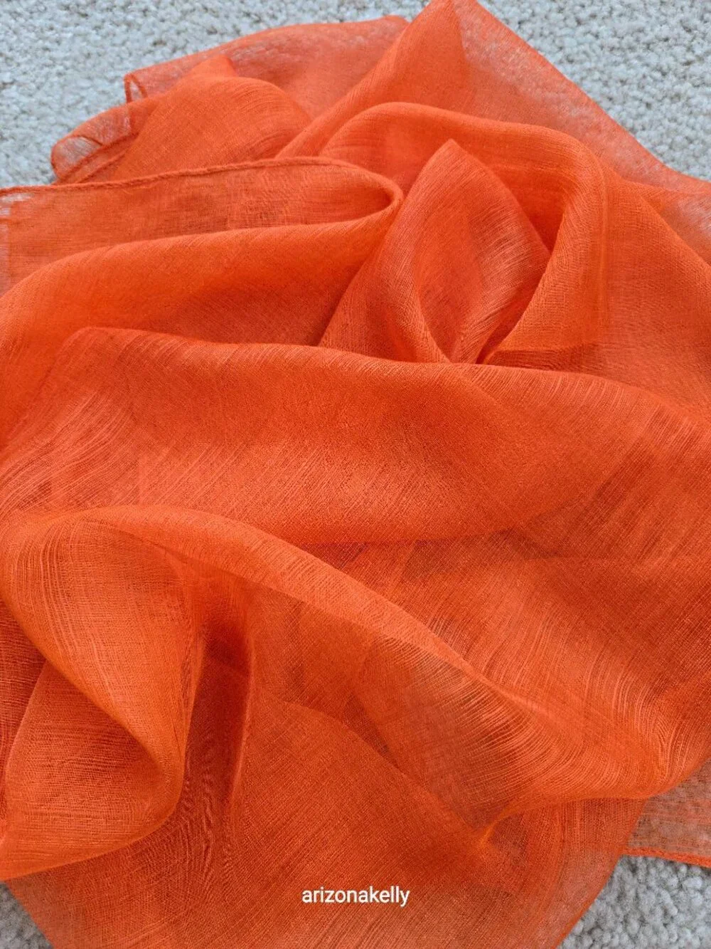 Linen/Silk (80/20) Scarf Sheer Lightweight Orange